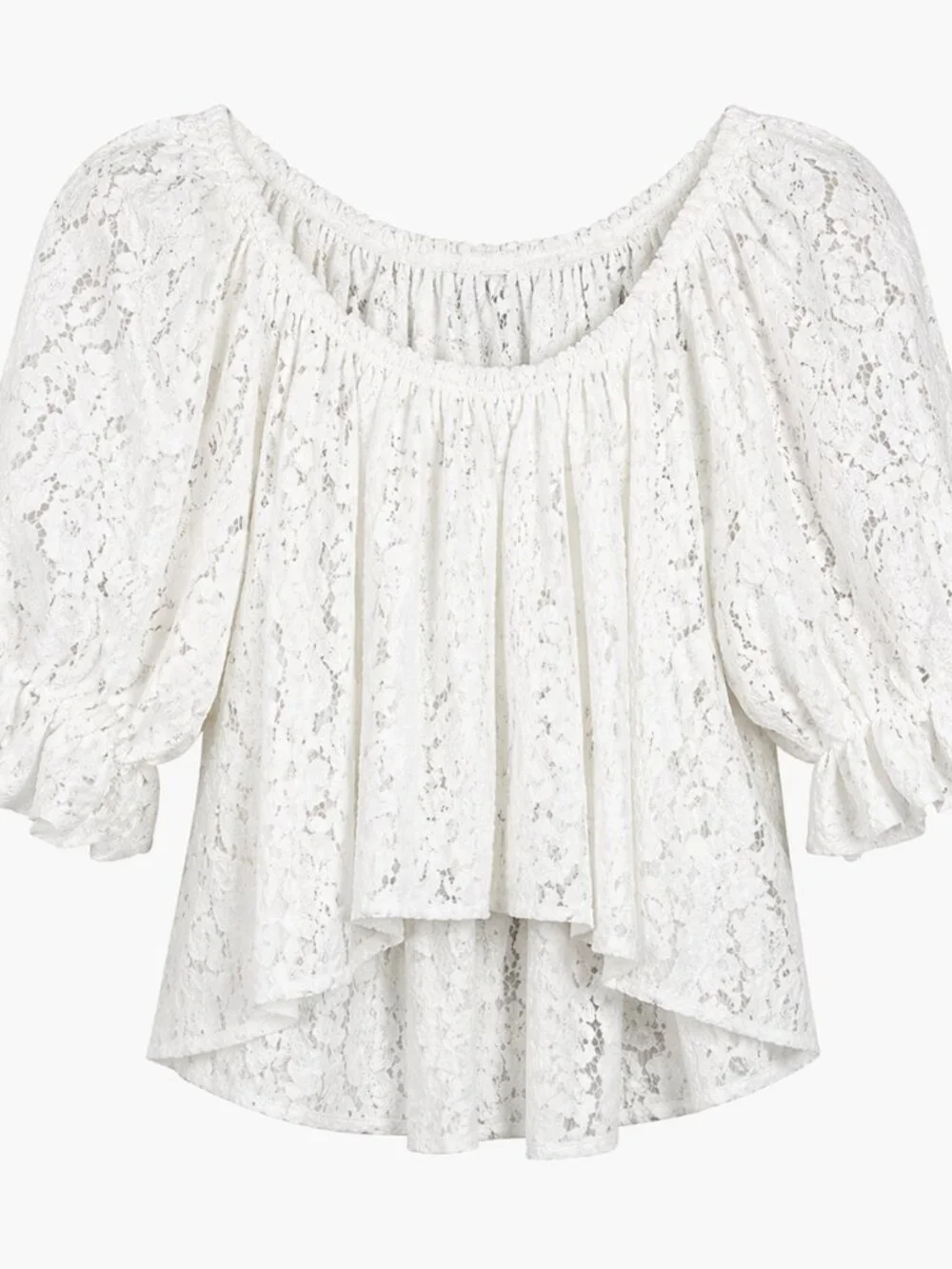 Free People Stacey‎ Lace Top White Sheer Boho Cottagecore Romantic S